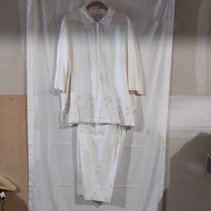 Maggie Mc Nauhton Women's 2pc Linen Jacket and Cropped pant Jacket   Siz…